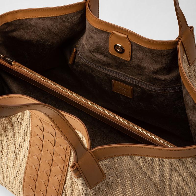 Serapian TOTE BAG SECRET IN RAFIA E PELLE SETA Online Outlet