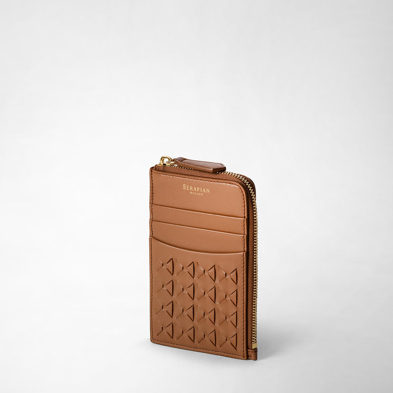 Serapian Zip card case in mosaico tan Offerte esclusive