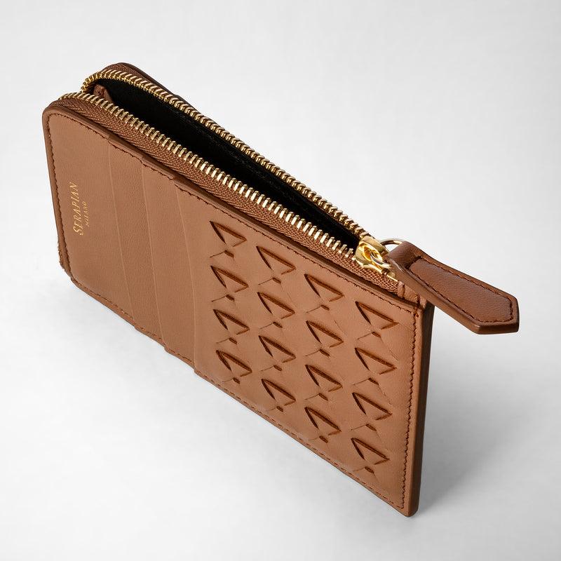 Serapian Zip card case in mosaico tan Offerte esclusive
