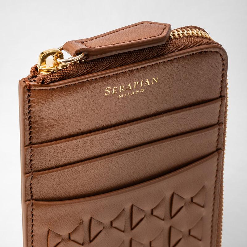 Serapian Zip card case in mosaico tan Offerte esclusive