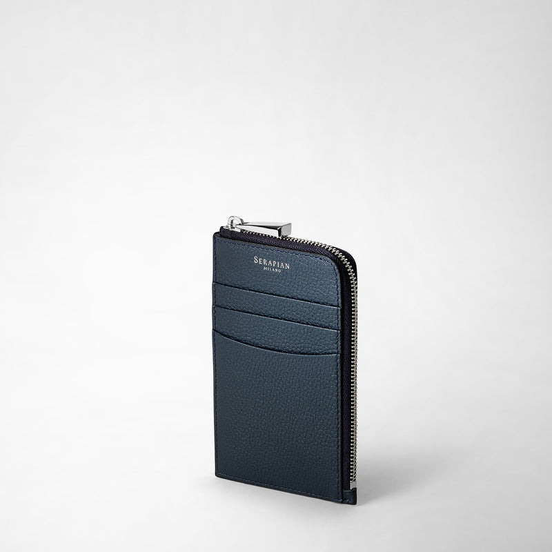 Serapian Zip card case in rugiada leather navy blue Nuovi prodotti