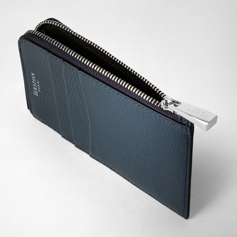 Serapian Zip card case in rugiada leather navy blue Nuovi prodotti