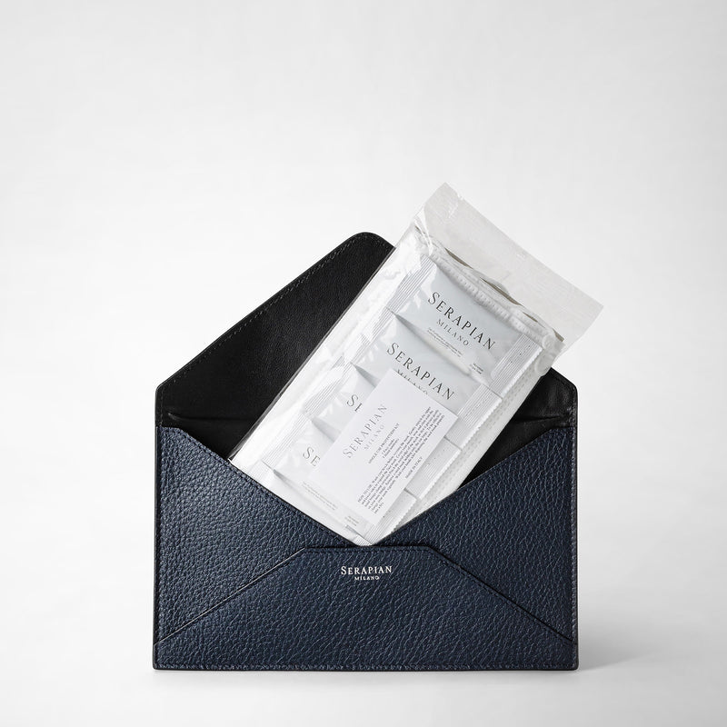 Serapian Pouch in cachemire leather navy blue Ultimi tre giorni