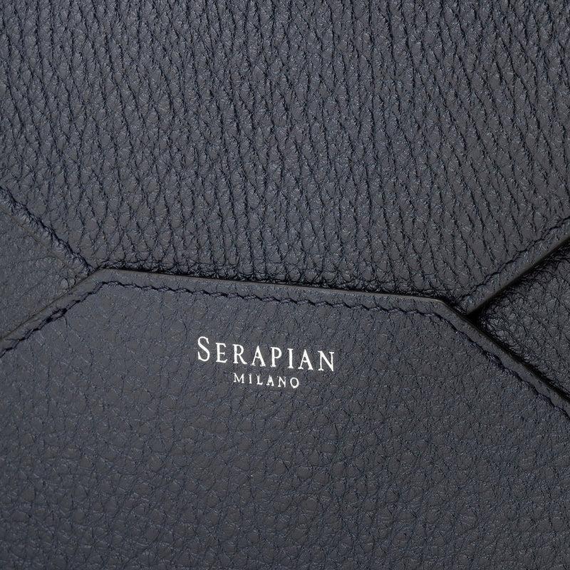 Serapian Pouch in cachemire leather navy blue Ultimi tre giorni
