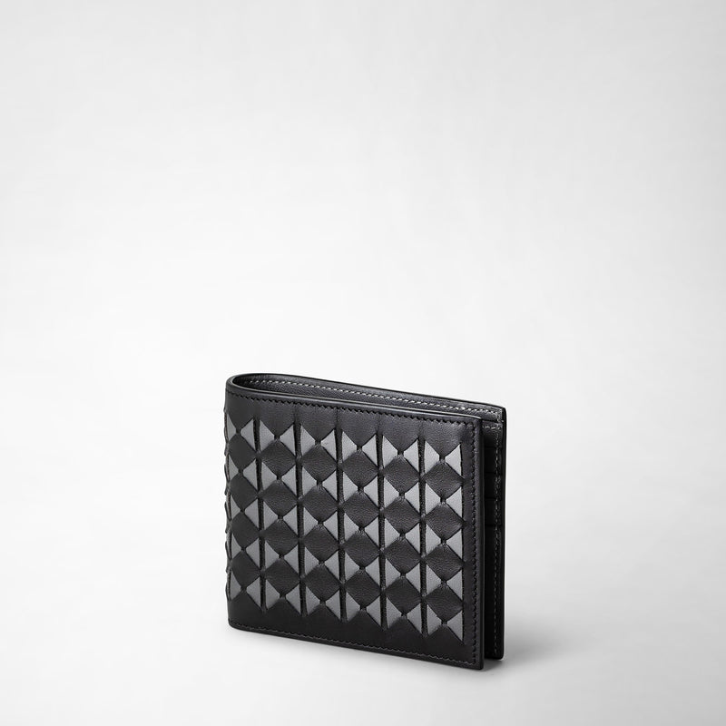 Serapian 8-card billfold in mosaico black and asphalt gray Ultimo giorno