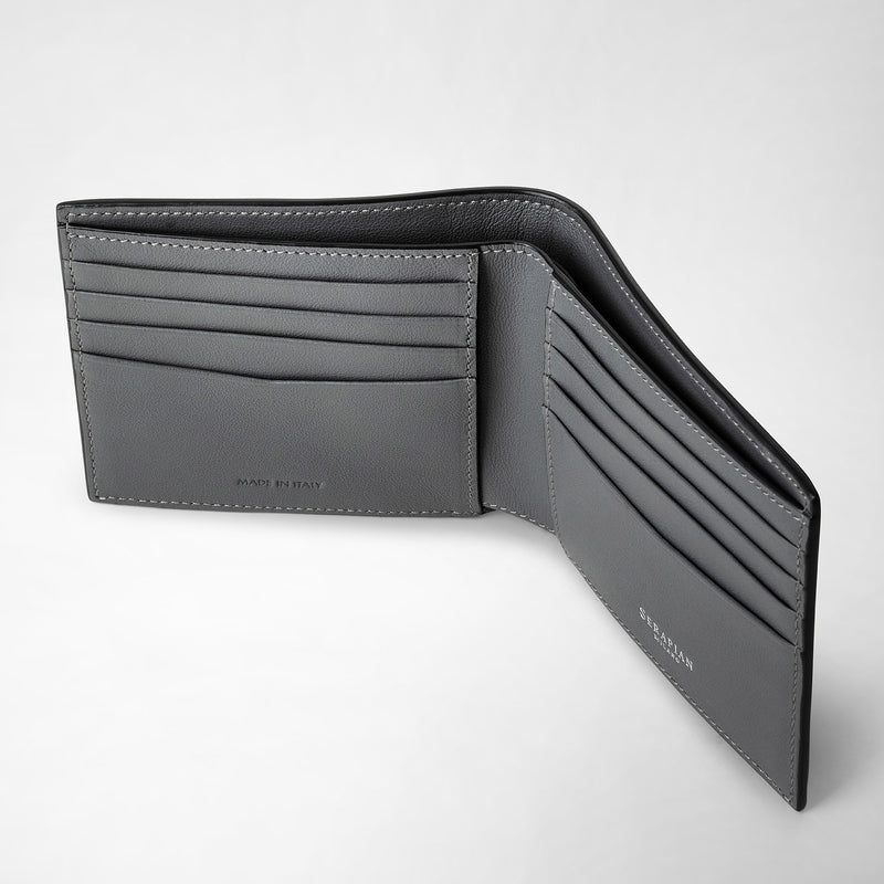 Serapian 8-card billfold in mosaico black and asphalt gray Ultimo giorno