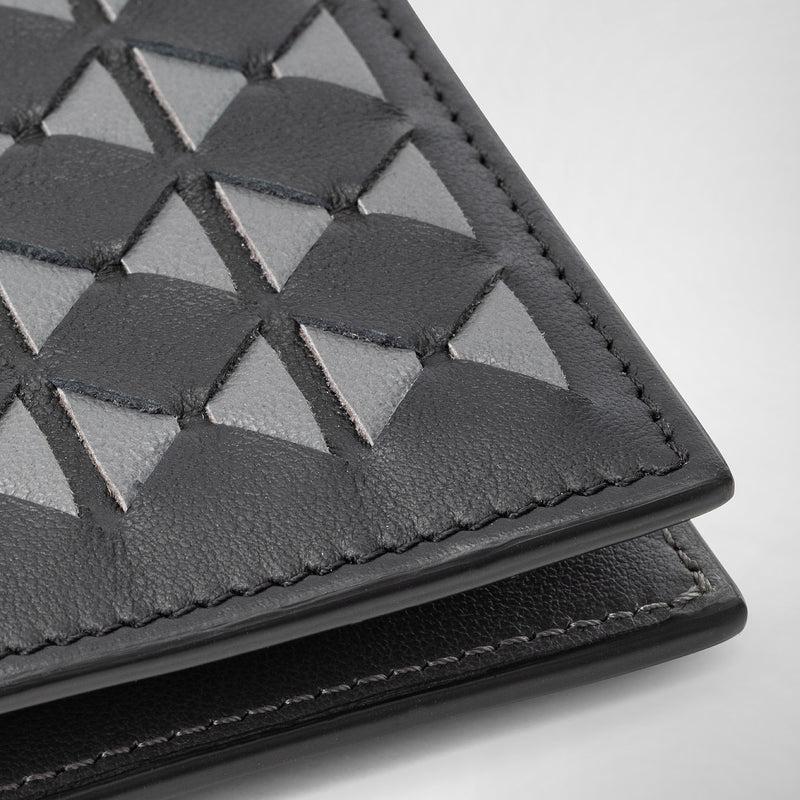 Serapian 8-card billfold in mosaico black and asphalt gray Ultimo giorno