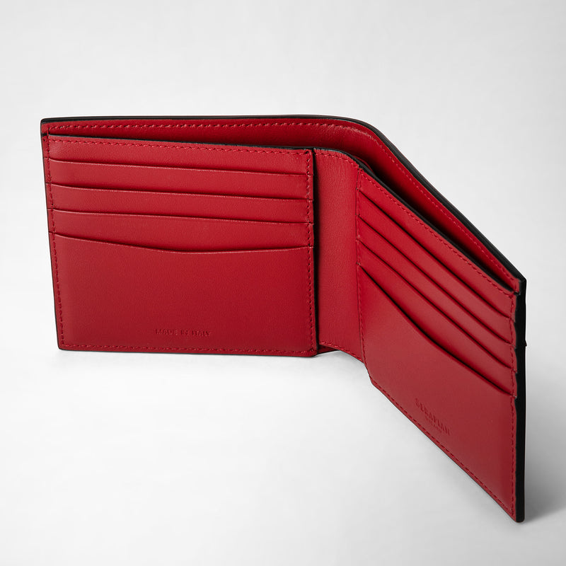 Serapian 8-card billfold in mosaico black and amaranth Promozione temporanea