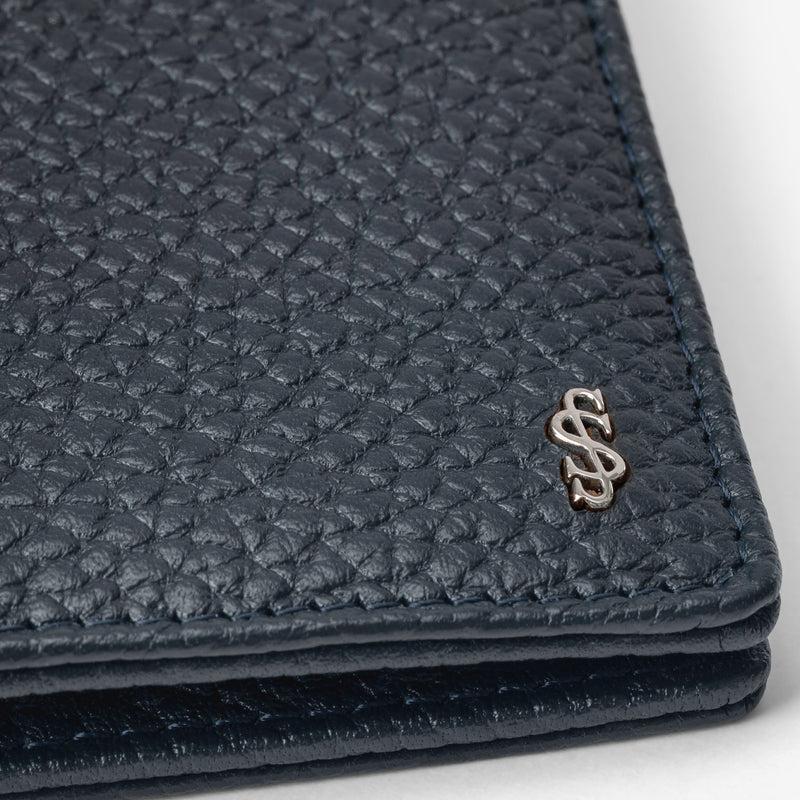 Serapian Portafoglio per 8 carte in pelle cachemire blu Only for today