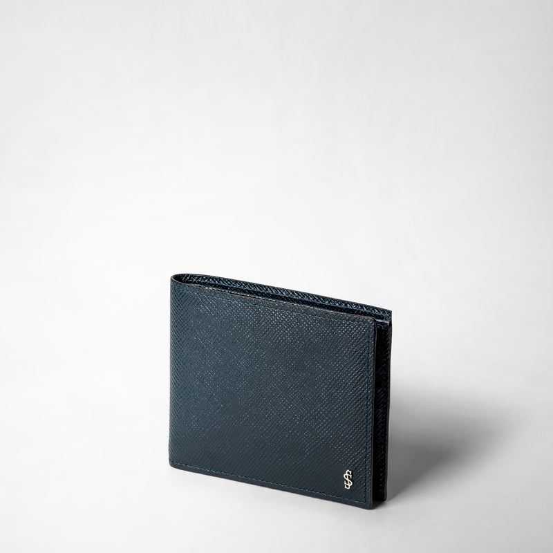 Serapian Portafoglio 8 carte pelle evoluzione blu navy Sostegno trimestrale