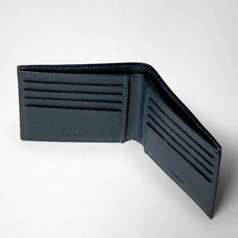 Serapian Portafoglio 8 carte pelle evoluzione blu navy Sostegno trimestrale