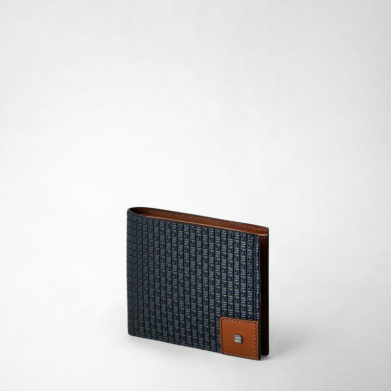 Serapian 8-card billfold wallet in stepan ocean blue-cuoio Super sconto