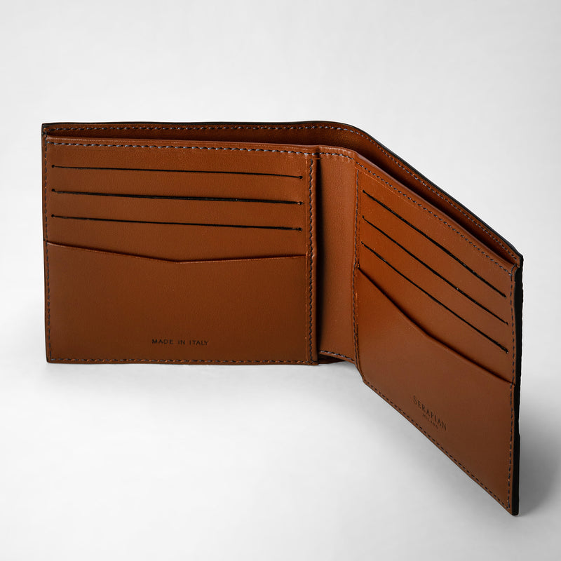 Serapian 8-card billfold wallet in stepan ocean blue-cuoio Super sconto