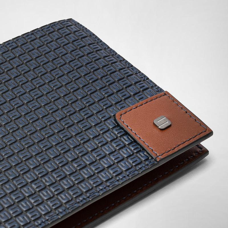 Serapian 8-card billfold wallet in stepan ocean blue-cuoio Super sconto