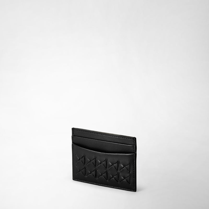 Serapian 4-card holder in mosaico black Officina