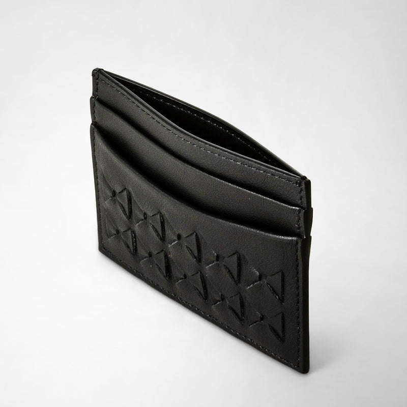 Serapian 4-card holder in mosaico black Officina