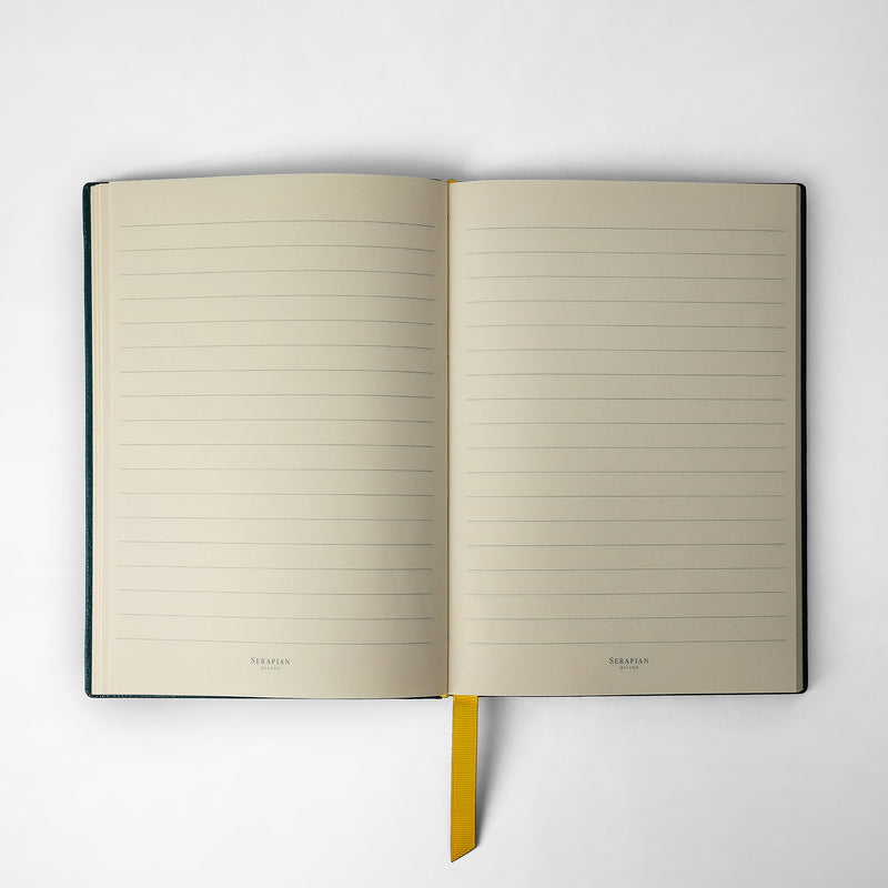 Serapian Notebook in cachemire leather moss green Esporta salva