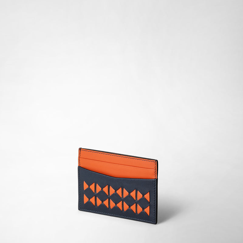 Serapian 4-card holder in mosaico navy blue orange Pezzi Unici