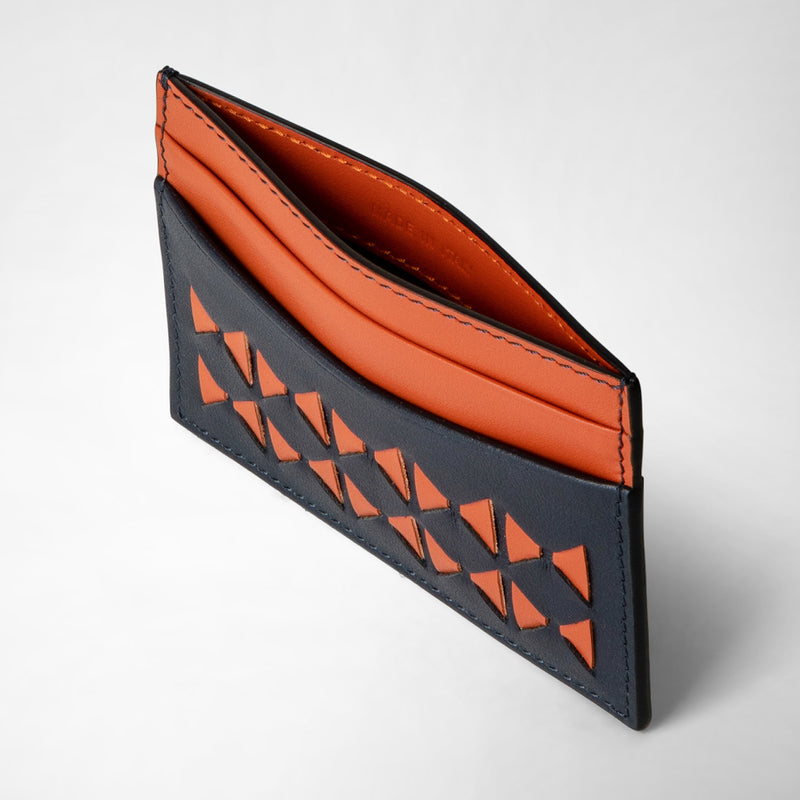 Serapian 4-card holder in mosaico navy blue orange Pezzi Unici