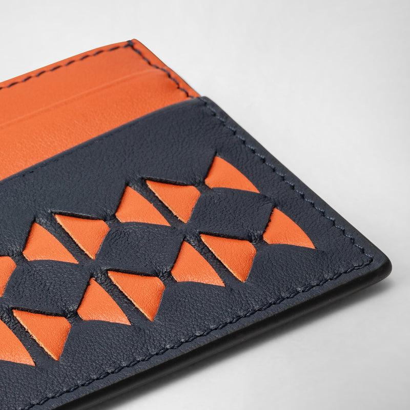 Serapian 4-card holder in mosaico navy blue orange Pezzi Unici