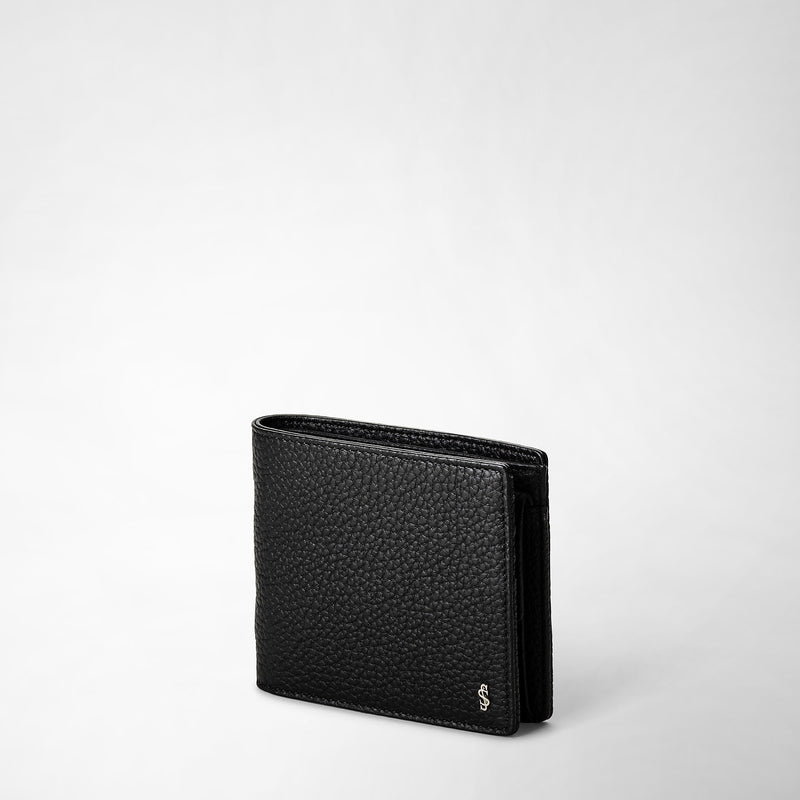 Serapian Portafoglio 4 carte portamonete pelle cachemire nero Prezzo Ridotto