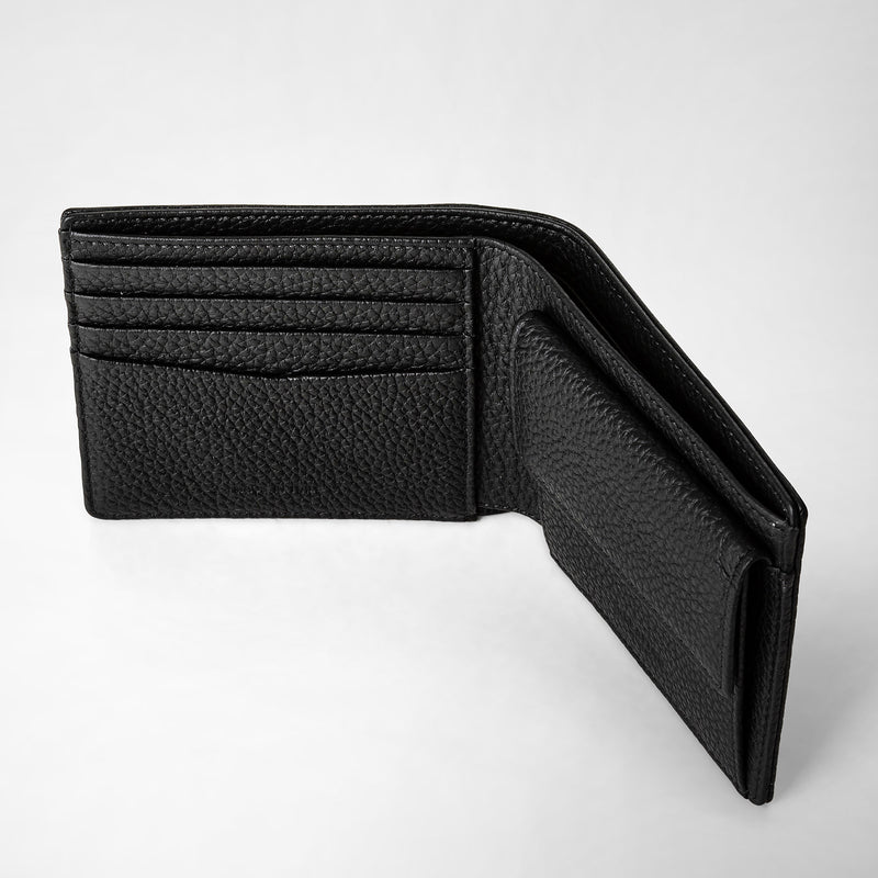Serapian Portafoglio 4 carte portamonete pelle cachemire nero Prezzo Ridotto