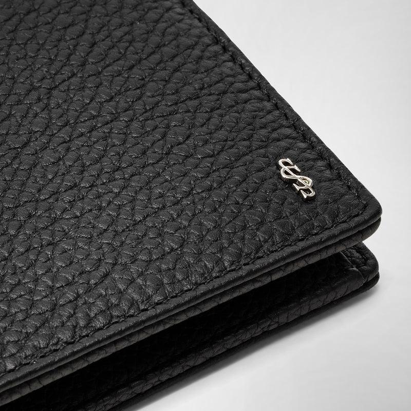 Serapian Portafoglio 4 carte portamonete pelle cachemire nero Prezzo Ridotto
