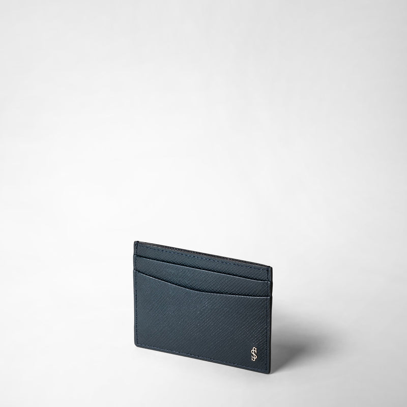 Serapian Portacarte per 4 carte in pelle evoluzione blu navy Sottocosto