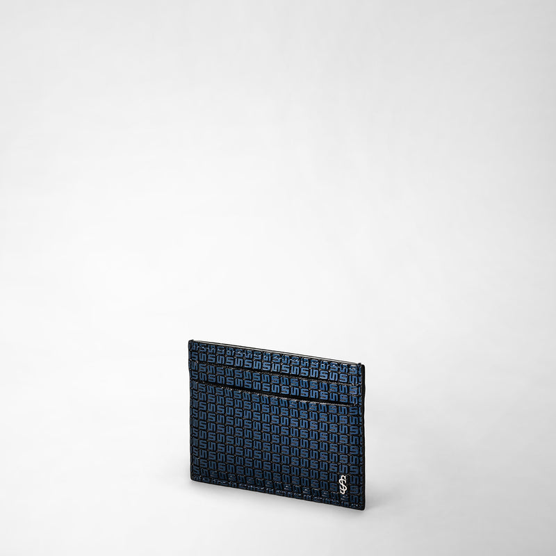 Serapian Portacarte per 4 carte in stepan blu oceano-nero Sconto