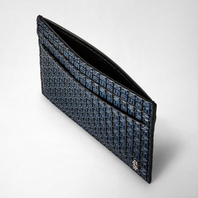 Serapian Portacarte per 4 carte in stepan blu oceano-nero Sconto