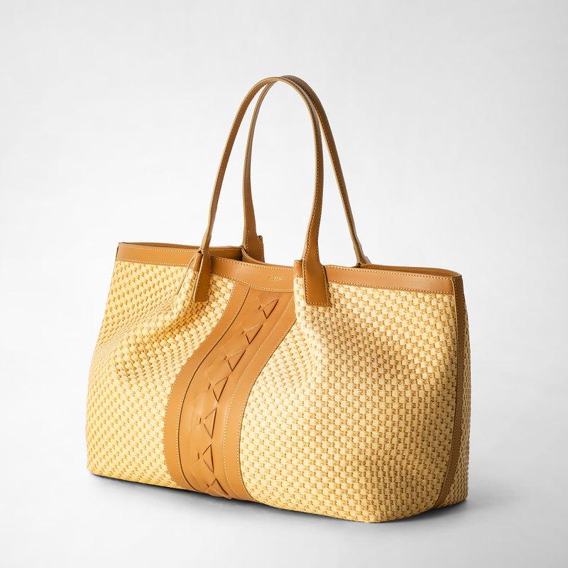 Serapian TOTE BAG SECRET IN RAFIA E PELLE SETA Economico