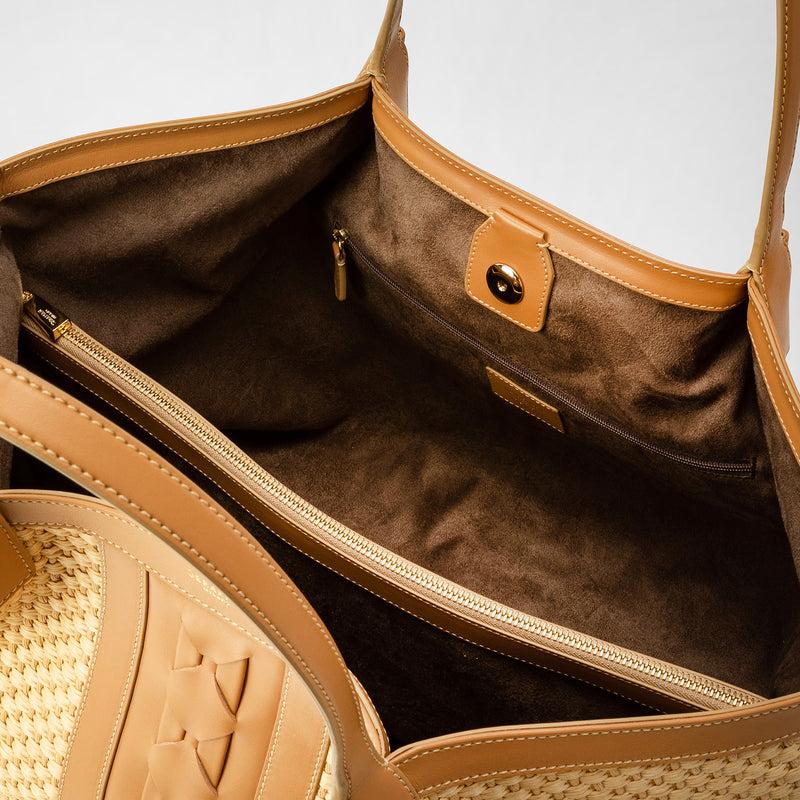 Serapian TOTE BAG SECRET IN RAFIA E PELLE SETA Economico