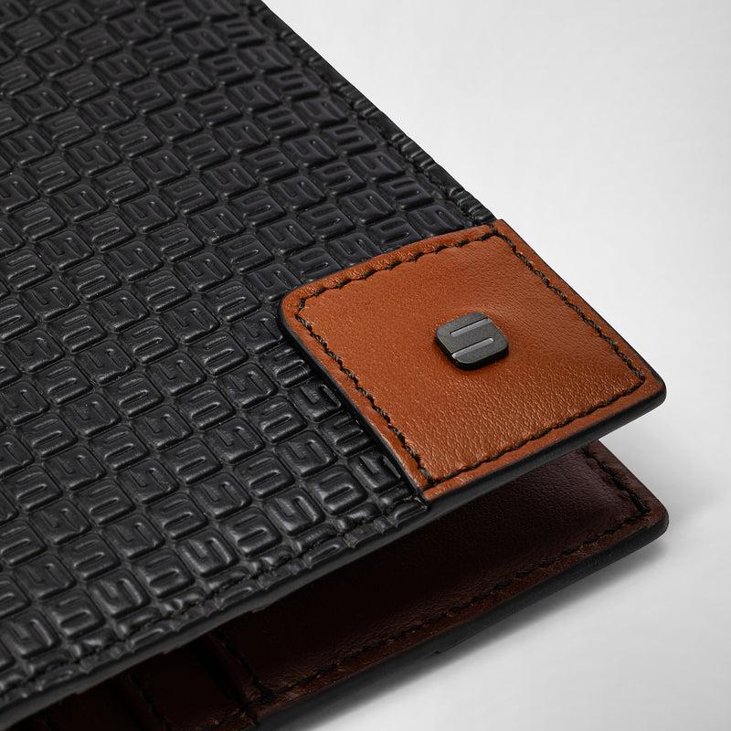Serapian Portacarte ripiegabile in stepan 72 nero-cuoio Black Friday