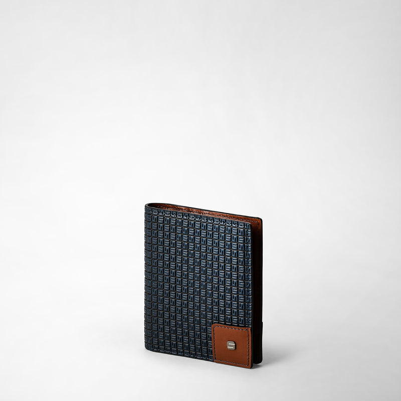 Serapian Portacarte ripiegabile stepan 72 blu oceano-cuoio Cyber Monday