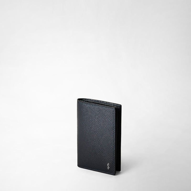 Serapian Business card case in evoluzione leather navy blue Offerte esclusive