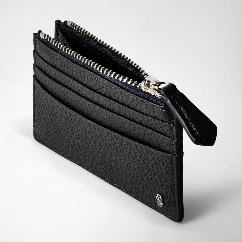 Serapian Zip card case in cachemire leather navy blue Offerte stagionali