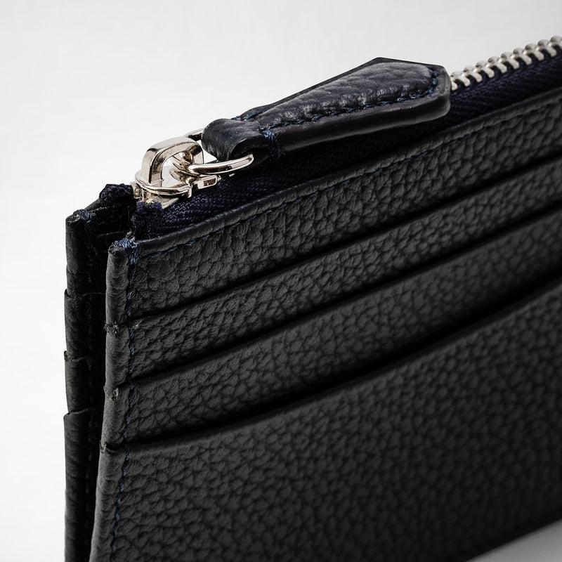 Serapian Zip card case in cachemire leather navy blue Offerte stagionali