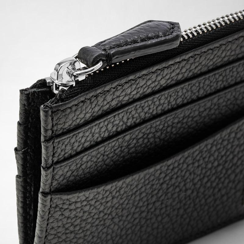 Serapian Zip card case in cachemire leather black Liquidazione