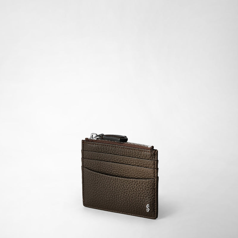 Serapian Zip card case in cachemire leather espresso Offerte giornaliere