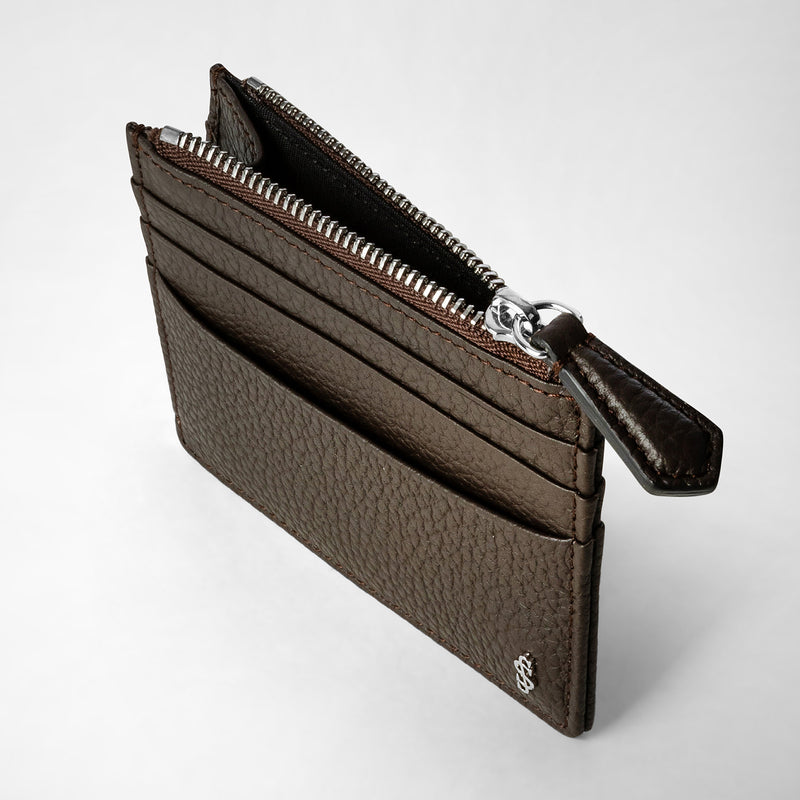 Serapian Zip card case in cachemire leather espresso Offerte giornaliere
