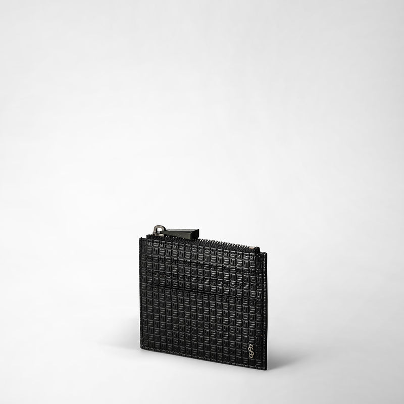 Serapian Zip card case in stepan black-black eclipse Offerte speciali