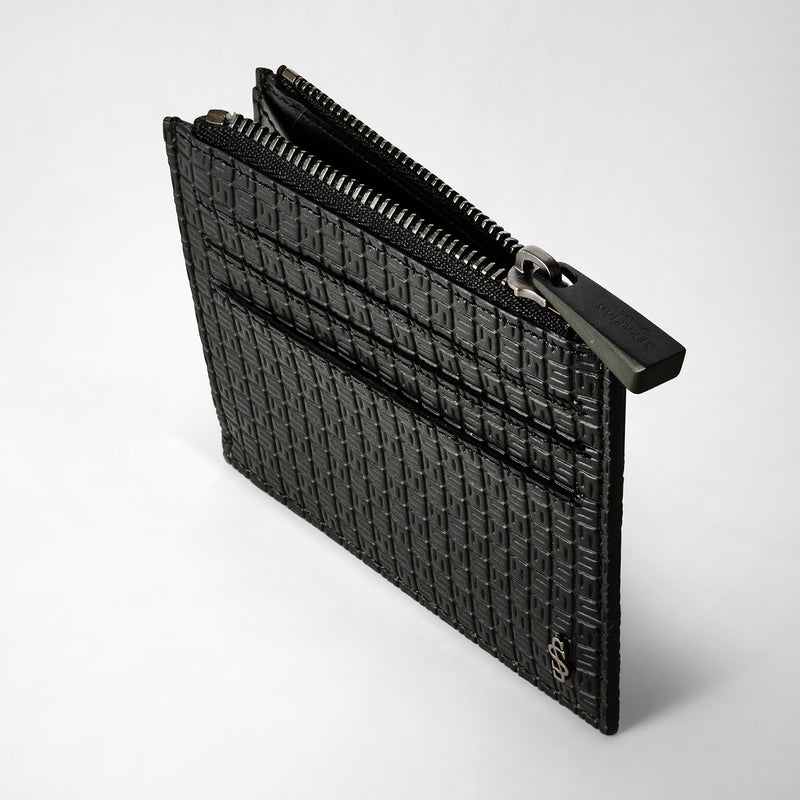 Serapian Zip card case in stepan black-black eclipse Offerte speciali