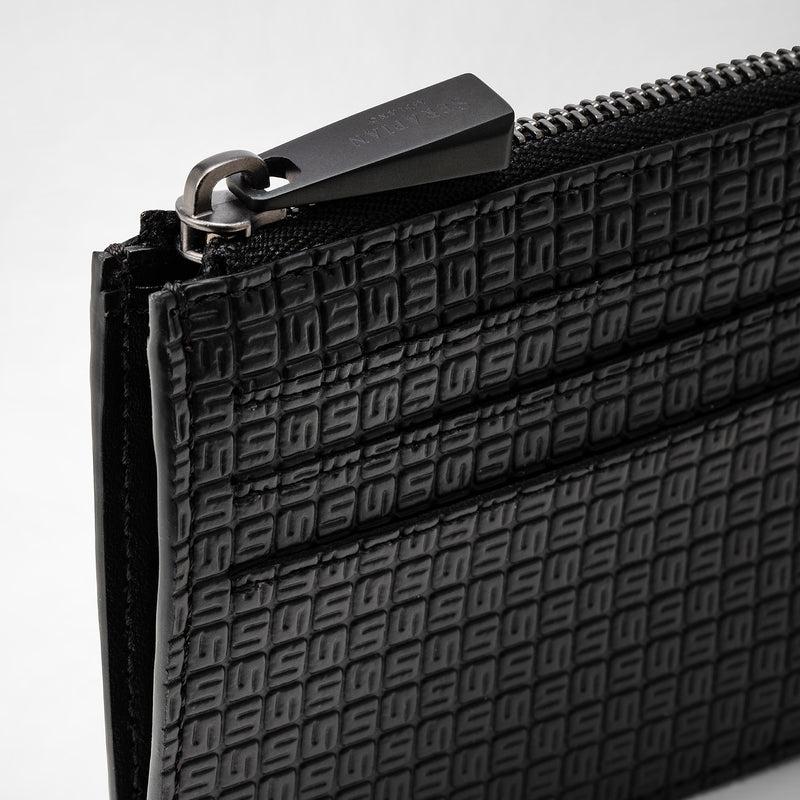 Serapian Zip card case in stepan black-black eclipse Offerte speciali