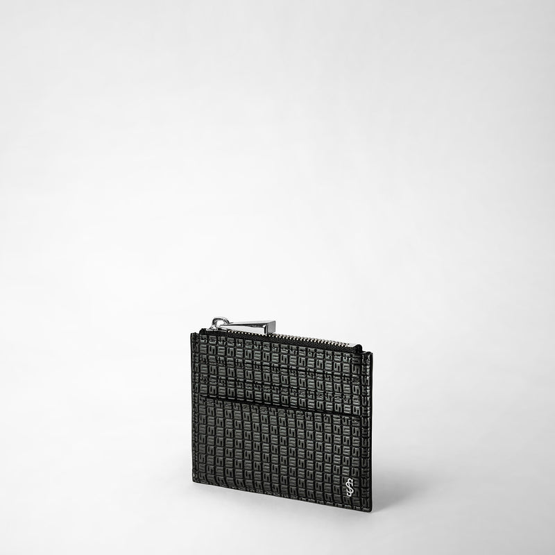 Serapian Zip card case in stepan asphalt black Enormi risparmi