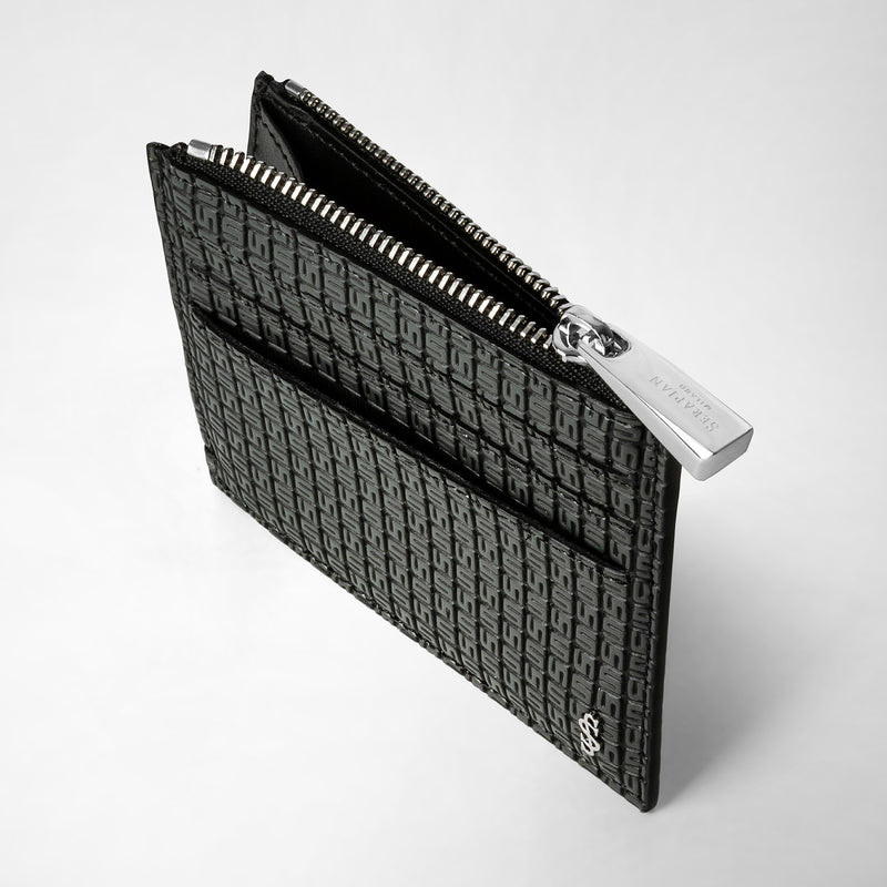 Serapian Zip card case in stepan asphalt black Enormi risparmi