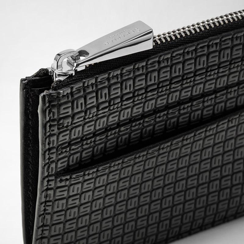 Serapian Zip card case in stepan asphalt black Enormi risparmi