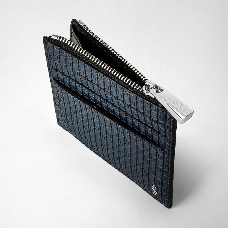 Serapian Zip card case in stepan ocean blue and black Sconti VIP