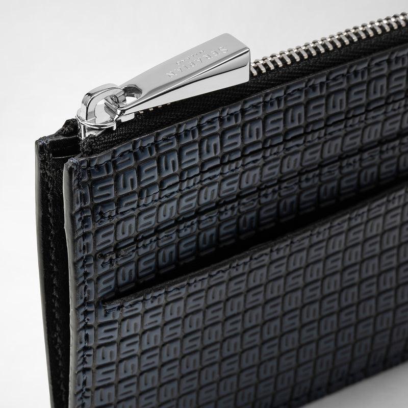 Serapian Zip card case in stepan ocean blue and black Sconti VIP