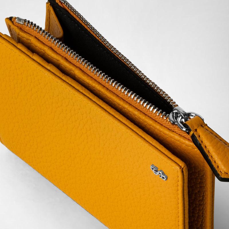 Serapian Vertical billfold with zip in cachemire leather ochre Latest stili