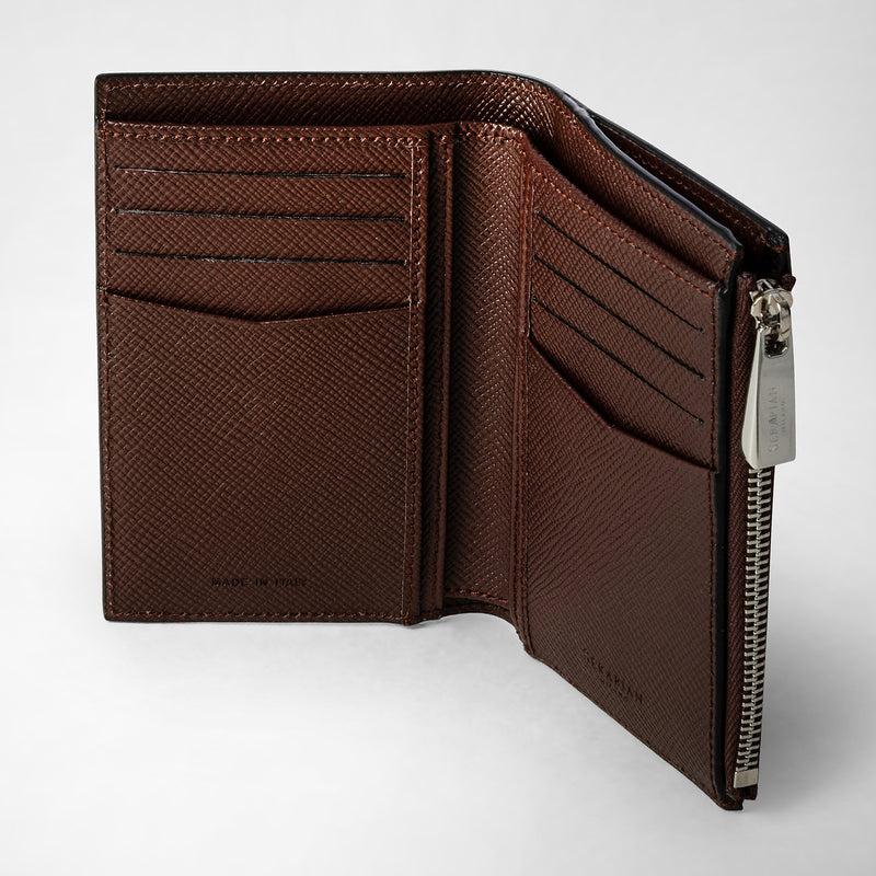 Serapian Vertical billfold with zip in evoluzione leather burgundy Ultimi due giorni